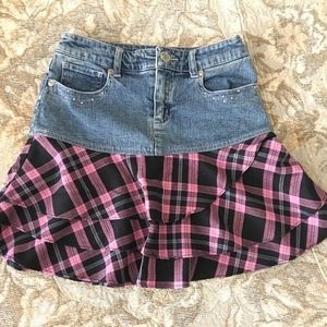 Wherever Girl Denim and Pink Plaid Skirt